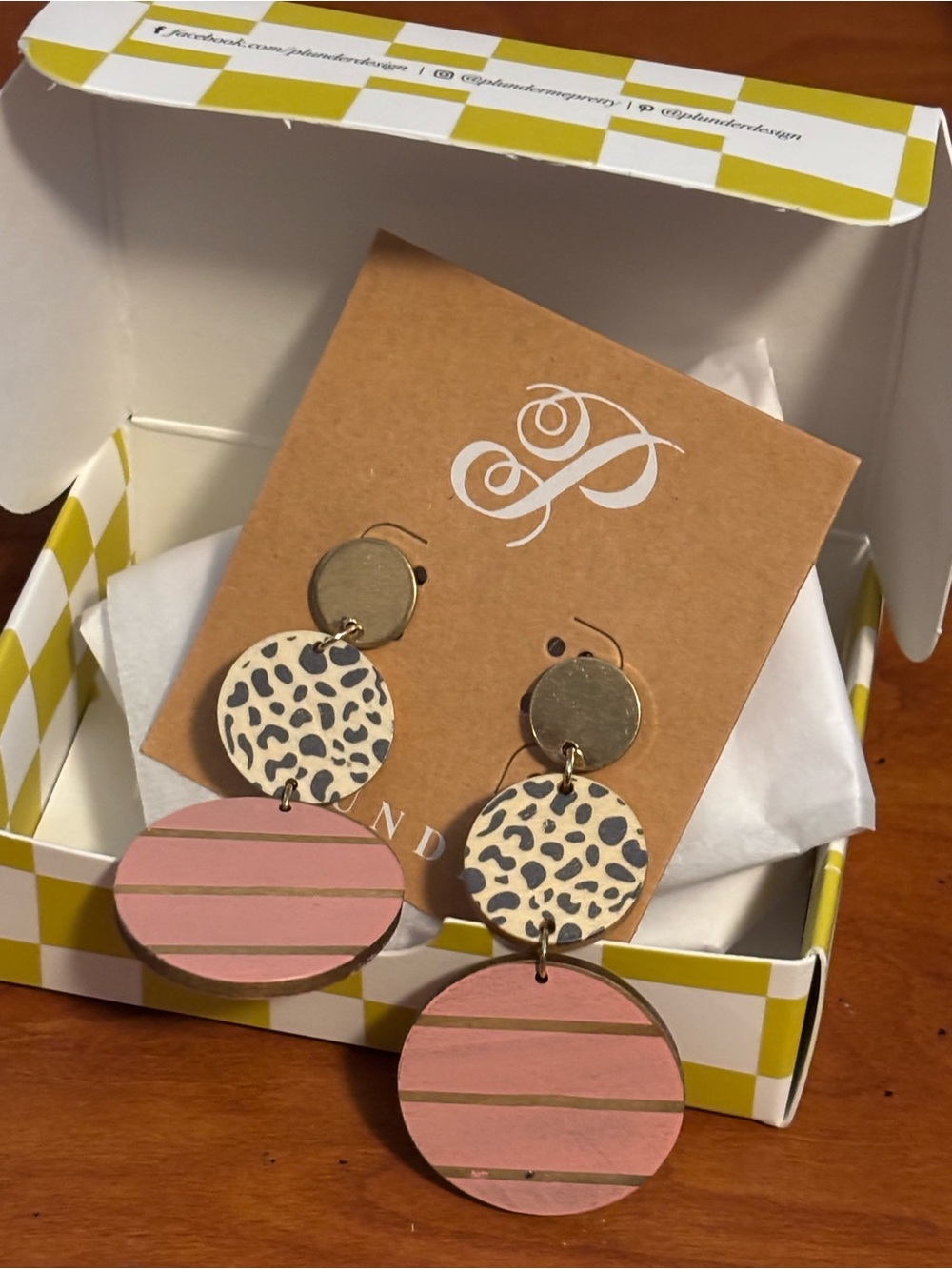 Plunder Pink Leopard Triple-Drop Earrings